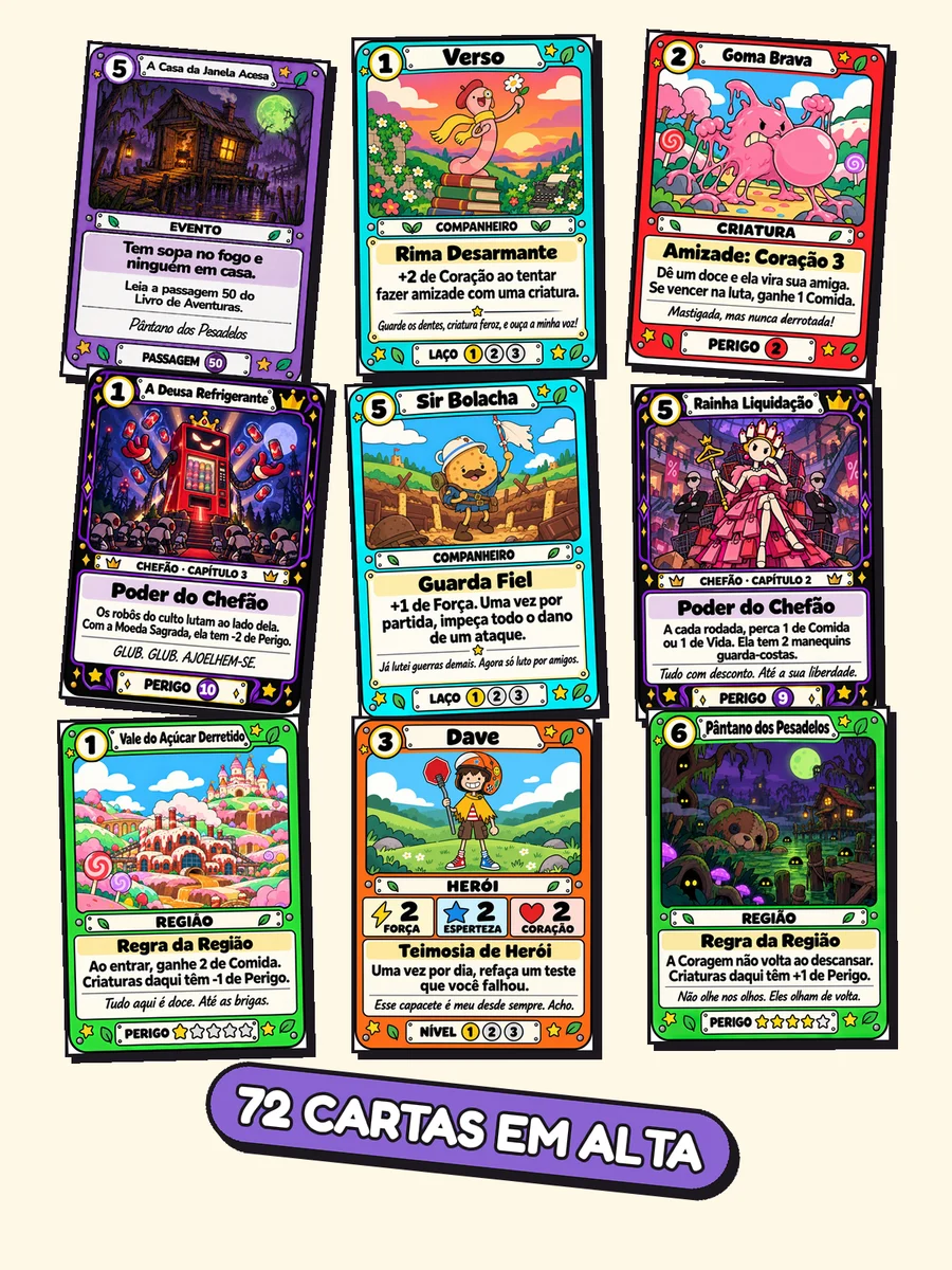 Coleção de cartas ilustradas do jogo em alta resolução